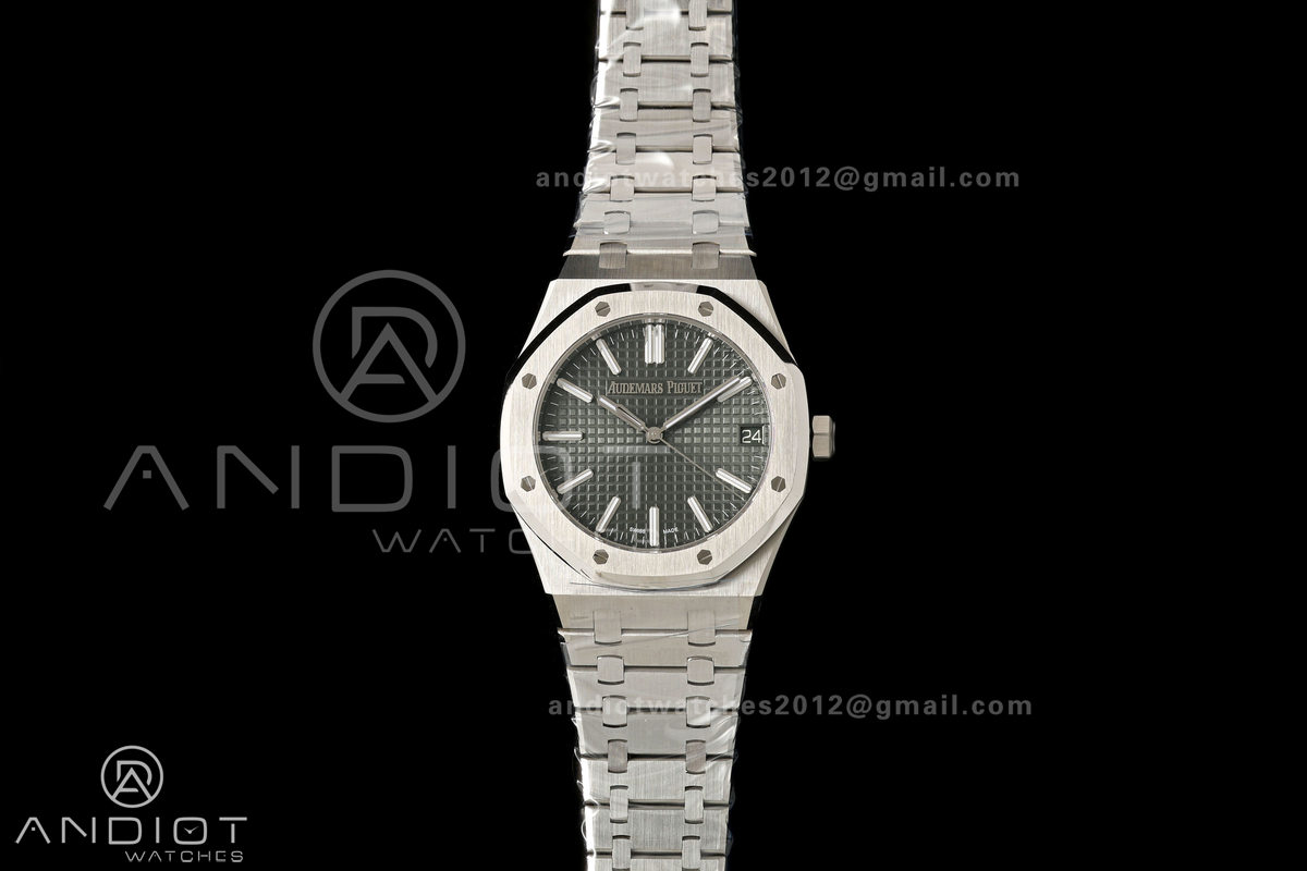 Royal Oak 41mm 15510 SS VSF 1:1 Best Edition Green Textured Dial on SS Bracelet DD4302 Super Clone